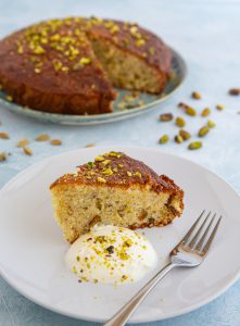 Pistachio cardamom lemon cake