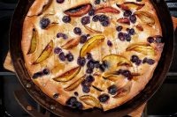 Apple and blueberry toad in the hole