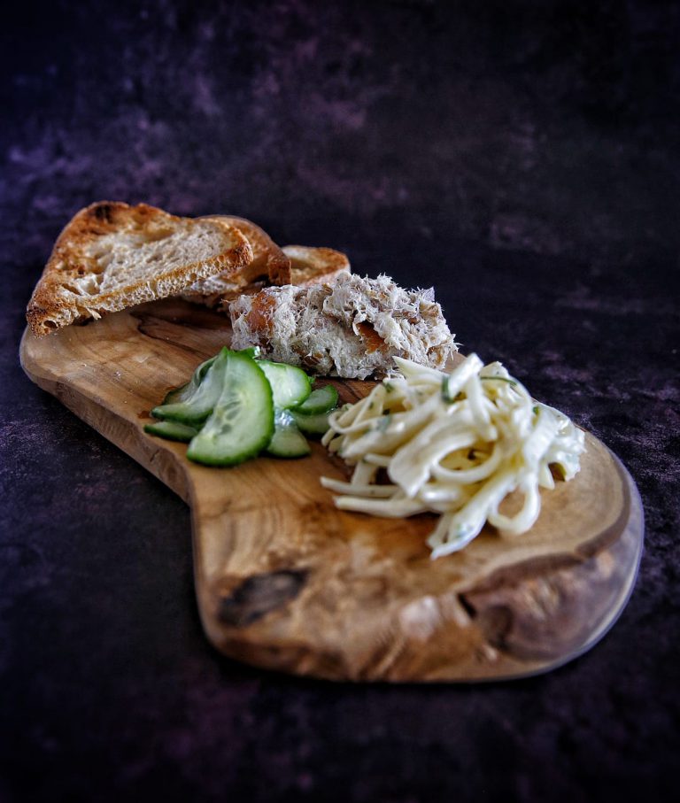 Smoked mackerel pate, celeriac remoulade and quick pickled cucumber