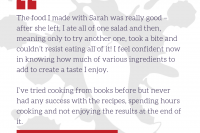 Alli's cookery skills session testimonial