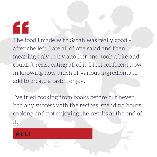 Alli's cookery skills session testimonial