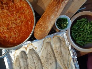 Fish with chorizo and bean stew