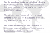 Liana cookery session testimonial