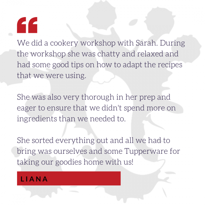 Liana cookery session testimonial