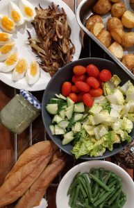 Mackerel nicoise style salad