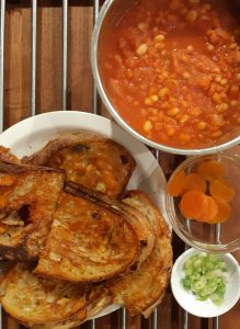 Bean stew with cheese toasties