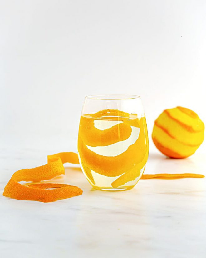 Orange peel in water