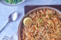 Lemony smoked salmon pilaf