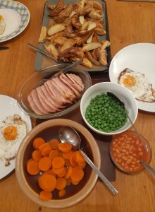 Gammon egg and chips