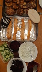 Salmon with latkes and beetroot