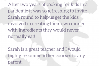 Lucy's cookery session testimonial