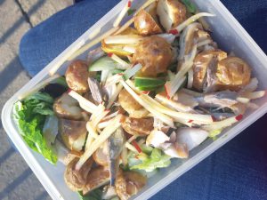 Smoked mackerel salad in lunchbox