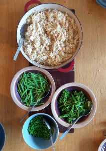 Lemony smoked salmon pilaf