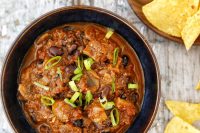 Mushroom and black bean chilli