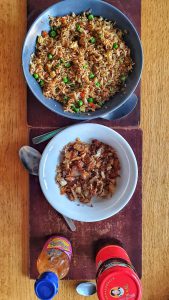 Veggie fried rice with chicken