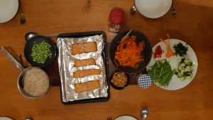 Salmon rice bowls