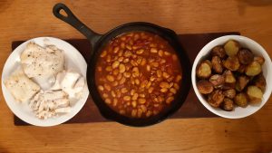 Baked cod with bean stew