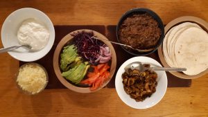 Chipotle mushroom and refried bean tacos