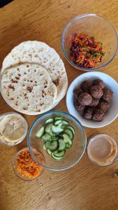 Falafel and salads