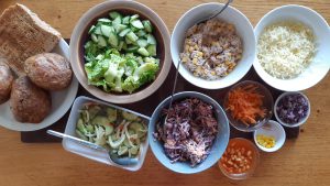 Jacket potatoes with tuna salad