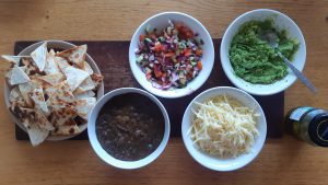 Refried black bean nachos