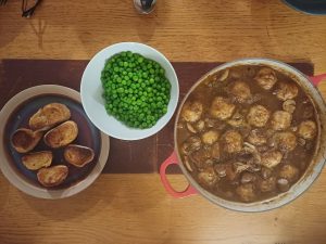Ox cheek stew and dumplings
