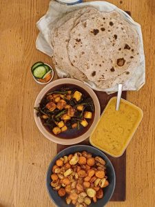 Dhal with chapattis and paneer