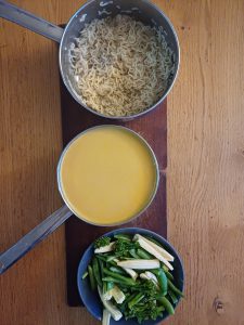 Golden Thai prawn curry noodle soup