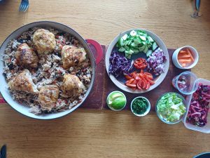 Baked chicken and black bean rice