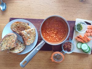 Bean stew and cheese toasties