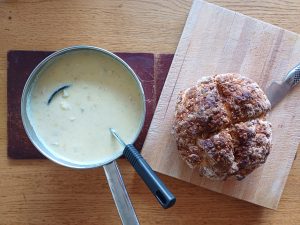 Smoked haddock chowder with chilli cheese soda bread