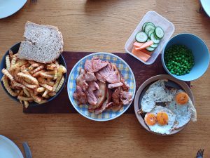 Gammon egg and chips