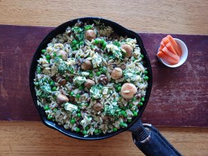 Garlic butter mushroom orzo