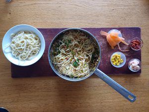 Prawn and chorizo linguine