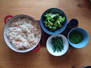 Smoked salmon pilaf