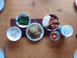 Courgette pea and quinoa fritters