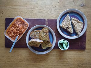 Beans with chilli cheese toasties