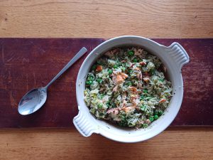 Lemony salmon pilaf