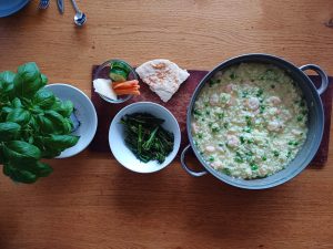 Prawn and pea risotto