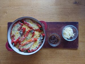 Veg chilli stuffed peppers