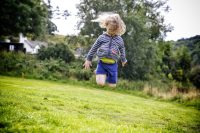 Jumping in a field