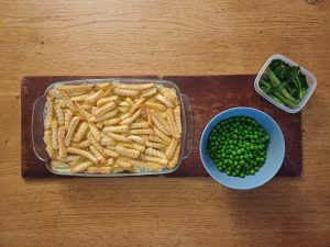 Crinkle cut chip topped fish pie