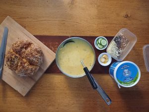 Smoked haddock chowder with soda bread