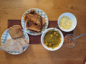 Paneer curry and masala beans toasties