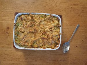 Smoked haddock and sweetcorn pasta bake