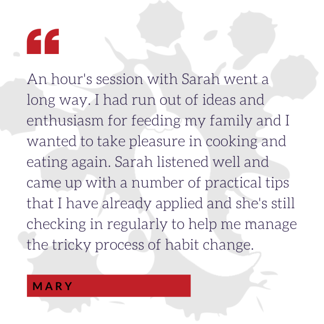 Mary's meal planning session testimonial