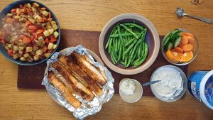 Cajun salmon with cowboy potatoes