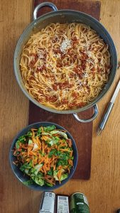 One pan chorizo linguine