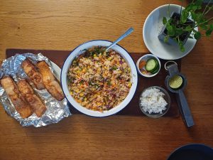 Salmon with chipotle rice salad