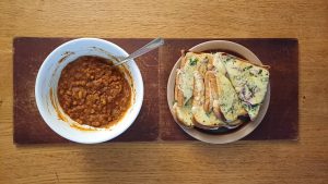 Masala beans with chilli cheese on toast